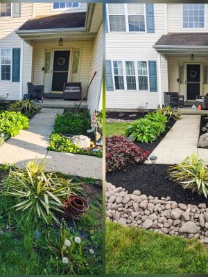Garden Bed Transformation Adding River rock Border