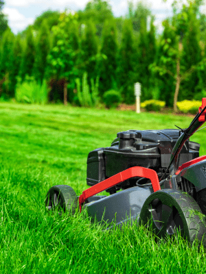 mowing lawn
